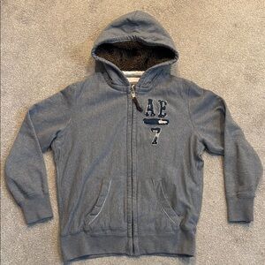 American Eagle Sherpa hood waffle lined full zip hoodie sweatshirt Y2K